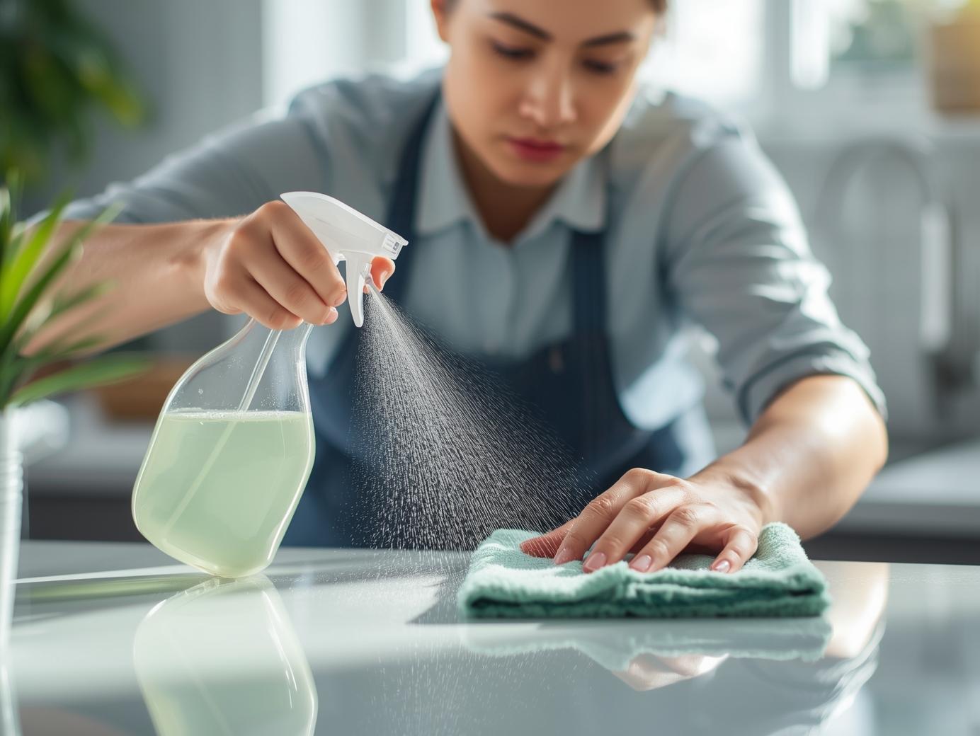 Technician using eco-friendly cleaning methods